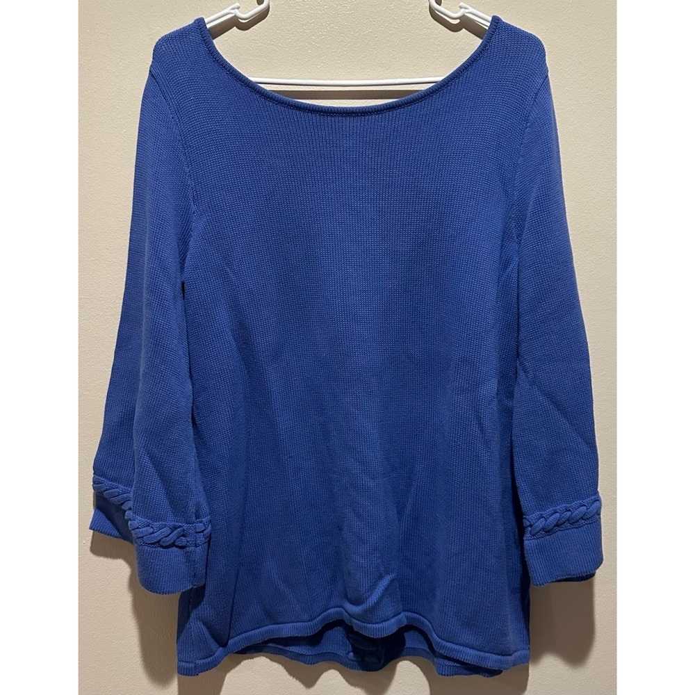 Soft Surroundings Womens Cable Accents Pullover Sweater Size Small - Cobalt Blue